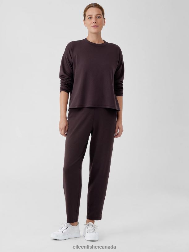 EILEEN FISHER Cozy Brushed Terry Hug Slouchy Pant Easy Fit Ankle Length Women CASSIS Clothing 024FN688