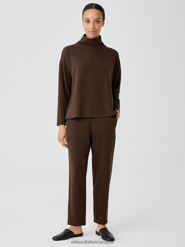 EILEEN FISHER Cozy Brushed Terry Hug Slouchy Pant Easy Fit Ankle Length Women COFFEE Clothing 024FN686