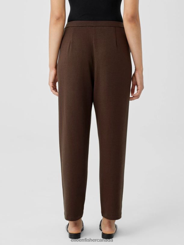 EILEEN FISHER Cozy Brushed Terry Hug Slouchy Pant Easy Fit Ankle Length Women COFFEE Clothing 024FN686
