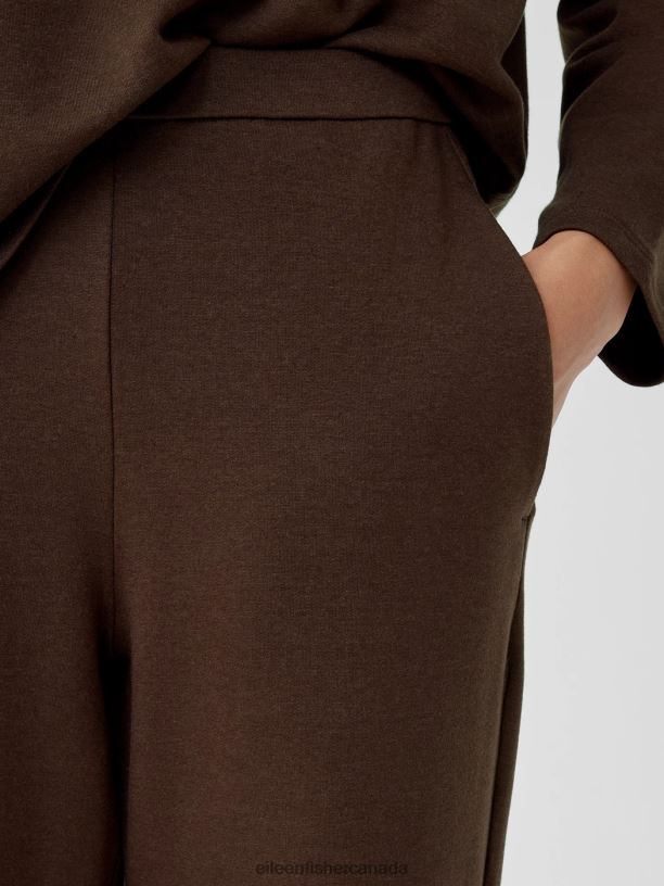 EILEEN FISHER Cozy Brushed Terry Hug Slouchy Pant Easy Fit Ankle Length Women COFFEE Clothing 024FN686