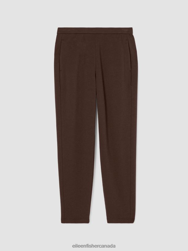 EILEEN FISHER Cozy Brushed Terry Hug Slouchy Pant Easy Fit Ankle Length Women COFFEE Clothing 024FN686
