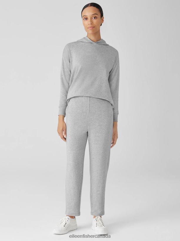 EILEEN FISHER Cozy Brushed Terry Hug Slouchy Pant Easy Fit Ankle Length Women DARK PEARL Clothing 024FN685