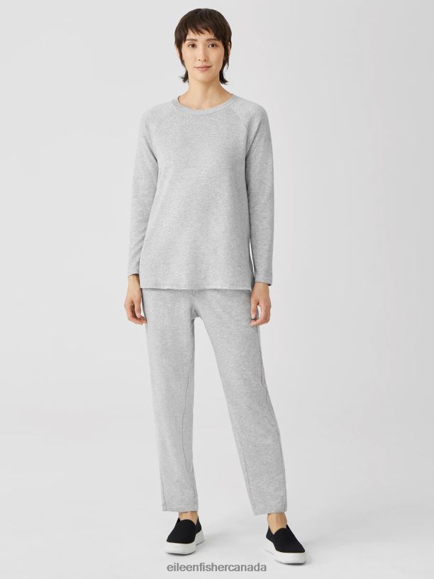 EILEEN FISHER Cozy Brushed Terry Hug Slouchy Pant Easy Fit Ankle Length Women DARK PEARL Clothing 024FN784