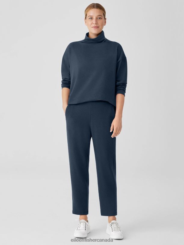 EILEEN FISHER Cozy Brushed Terry Hug Slouchy Pant Easy Fit Ankle Length Women DEEP ADRIATIC Clothing 024FN690