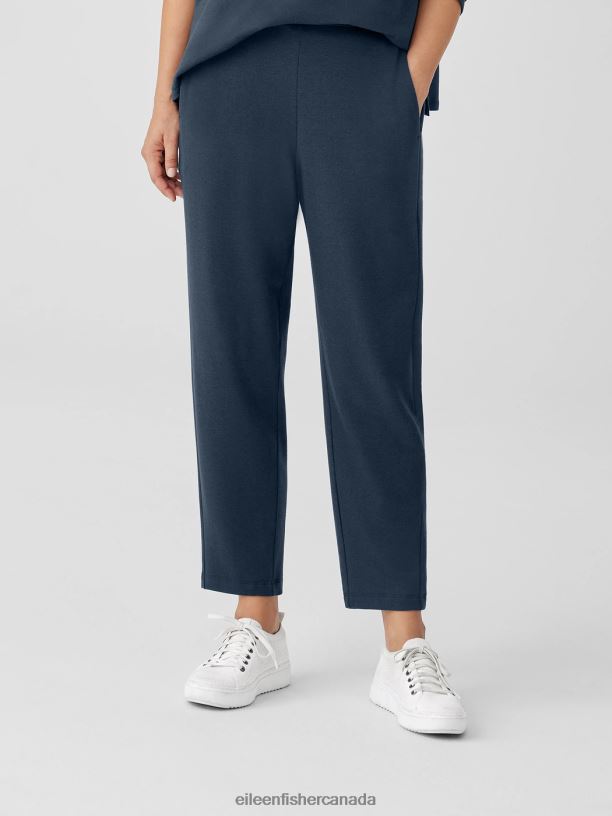 EILEEN FISHER Cozy Brushed Terry Hug Slouchy Pant Easy Fit Ankle Length Women DEEP ADRIATIC Clothing 024FN690