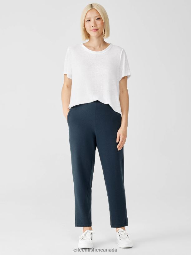 EILEEN FISHER Cozy Brushed Terry Hug Slouchy Pant Easy Fit Ankle Length Women DEEP ADRIATIC Clothing 024FN690