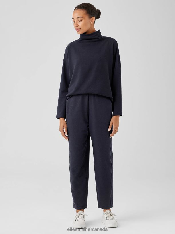 EILEEN FISHER Cozy Brushed Terry Hug Slouchy Pant Easy Fit Ankle Length Women NOCTURNE Clothing 024FN689