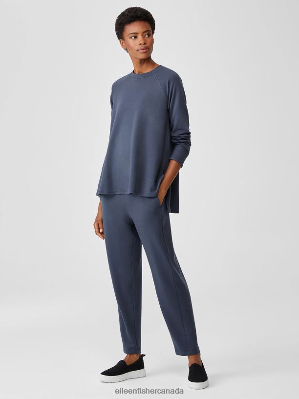 EILEEN FISHER Cozy Brushed Terry Hug Slouchy Pant Easy Fit Ankle Length Women OCEAN Clothing 024FN787