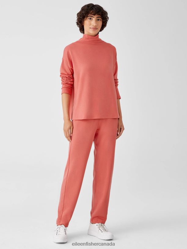 EILEEN FISHER Cozy Brushed Terry Hug Slouchy Pant Easy Fit Ankle Length Women PAPAYA Clothing 024FN786