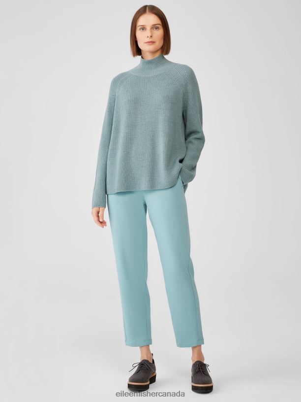 EILEEN FISHER Cozy Brushed Terry Hug Slouchy Pant Easy Fit Ankle Length Women SEAFOAM Clothing 024FN789