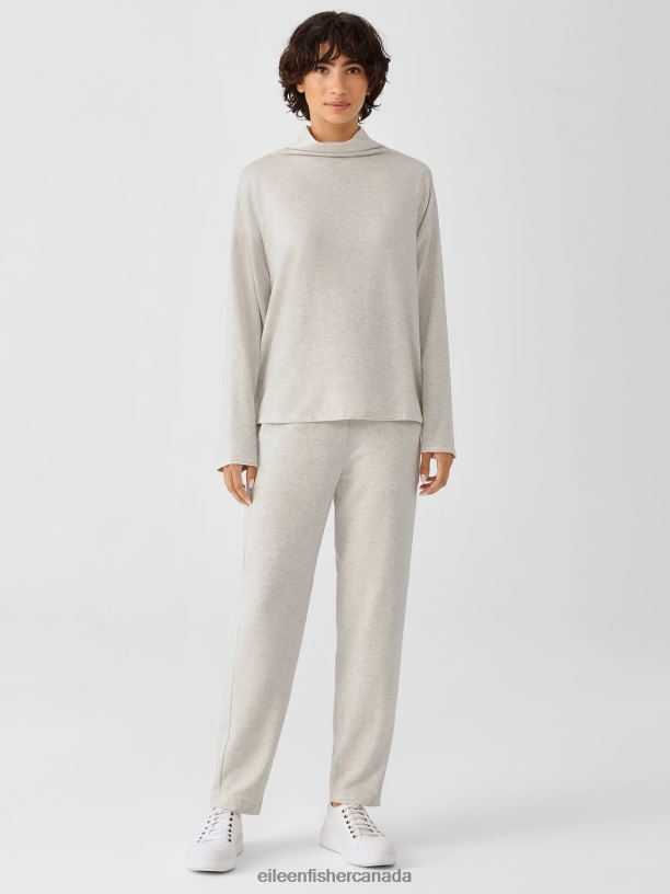 EILEEN FISHER Cozy Brushed Terry Hug Slouchy Pant Easy Fit Ankle Length Women SEA SALT Clothing 024FN783
