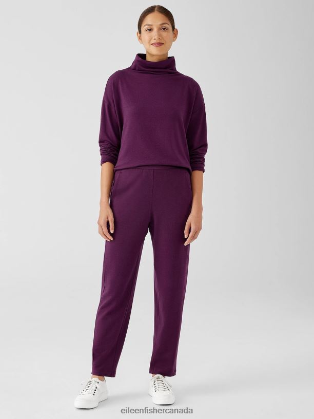 EILEEN FISHER Cozy Brushed Terry Hug Slouchy Pant Easy Fit Ankle Length Women SWEET PLUM Clothing 024FN691