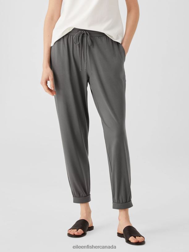 EILEEN FISHER Fine Jersey Jogger Pant Easy Fit Ankle Length Women SLATE Clothing 024FN775