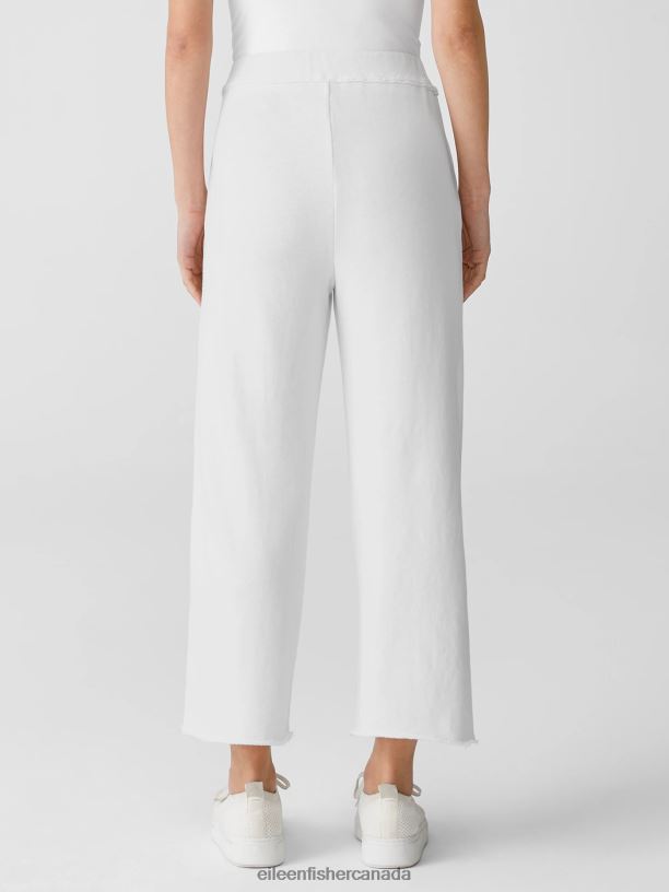 EILEEN FISHER Lightweight Organic Cotton Terry Straight Pant Easy Fit Cropped Length Women WHITE Clothing 024FN780