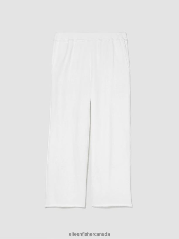 EILEEN FISHER Lightweight Organic Cotton Terry Straight Pant Easy Fit Cropped Length Women WHITE Clothing 024FN780