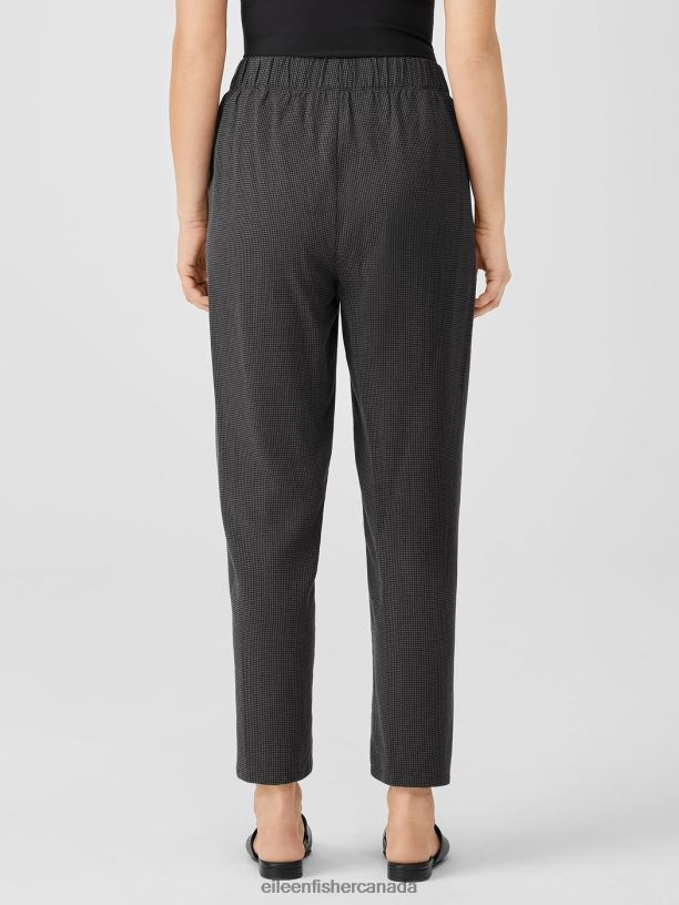 EILEEN FISHER Mini Check Crepe Tapered Pant Easy Fit Ankle Length Women METEOR Clothing 024FN668