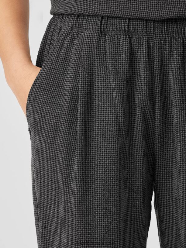 EILEEN FISHER Mini Check Crepe Tapered Pant Easy Fit Ankle Length Women METEOR Clothing 024FN668