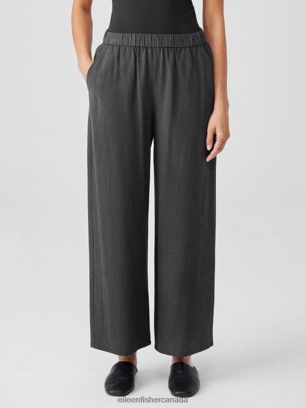 EILEEN FISHER Mini Check Crepe Wide-Leg Pant Easy Fit Ankle Length Women VENUS Clothing 024FN669