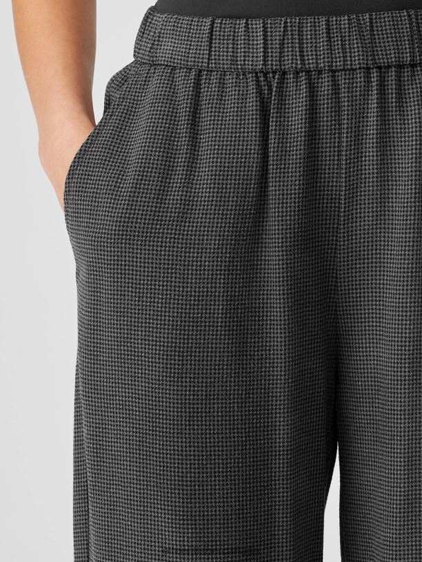 EILEEN FISHER Mini Check Crepe Wide-Leg Pant Easy Fit Ankle Length Women VENUS Clothing 024FN669