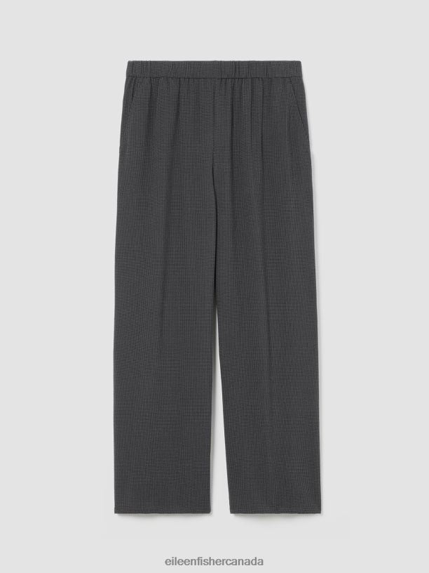 EILEEN FISHER Mini Check Crepe Wide-Leg Pant Easy Fit Ankle Length Women VENUS Clothing 024FN669