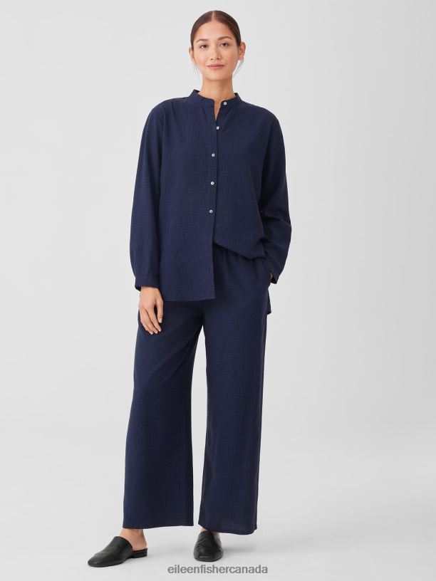 EILEEN FISHER Mini Check Crepe Wide-Leg Pant Easy Fit Ankle Length Women VENUS Clothing 024FN670