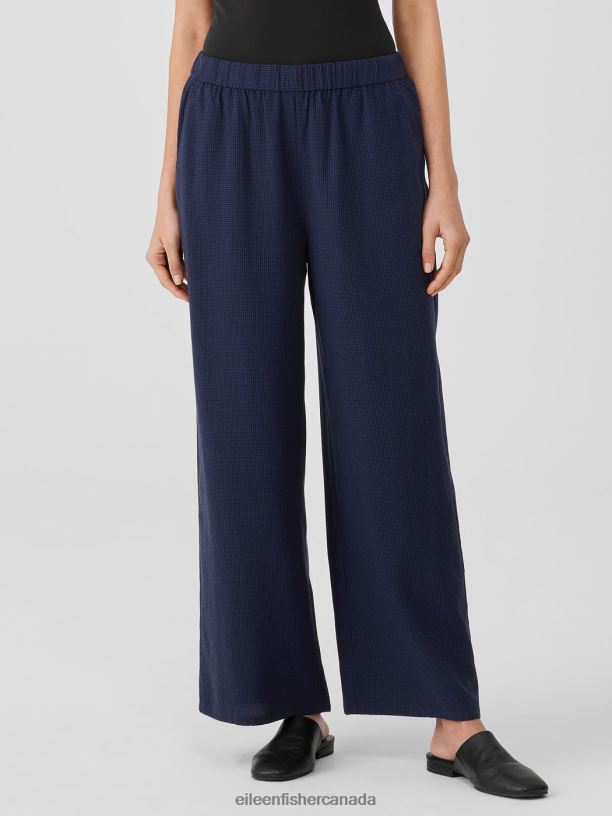 EILEEN FISHER Mini Check Crepe Wide-Leg Pant Easy Fit Ankle Length Women VENUS Clothing 024FN670