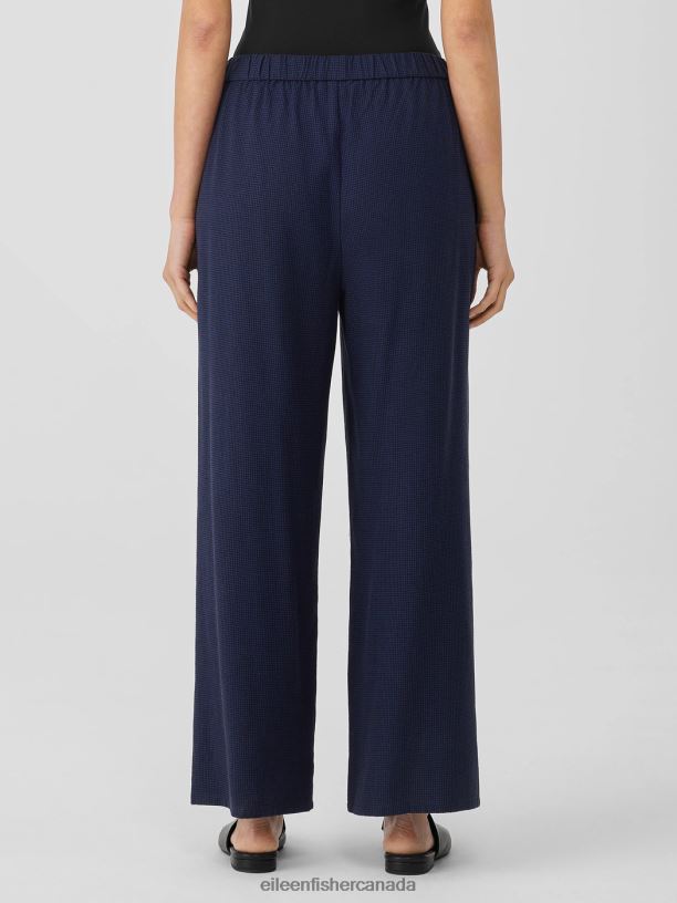 EILEEN FISHER Mini Check Crepe Wide-Leg Pant Easy Fit Ankle Length Women VENUS Clothing 024FN670