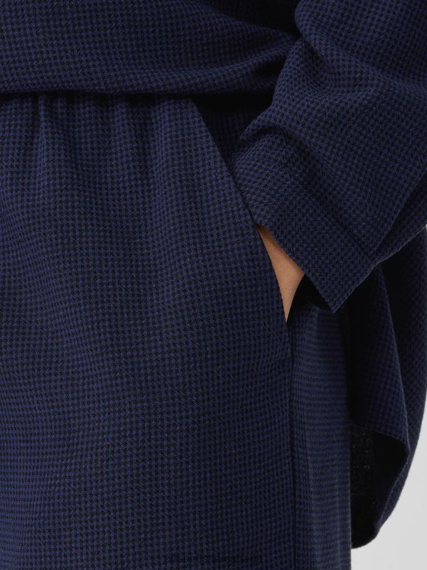 EILEEN FISHER Mini Check Crepe Wide-Leg Pant Easy Fit Ankle Length Women VENUS Clothing 024FN670