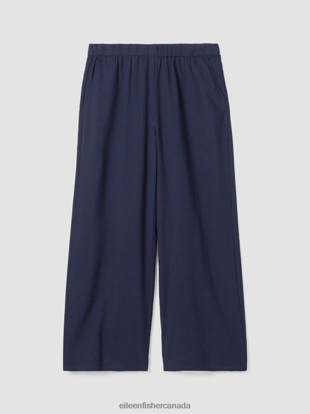EILEEN FISHER Mini Check Crepe Wide-Leg Pant Easy Fit Ankle Length Women VENUS Clothing 024FN670