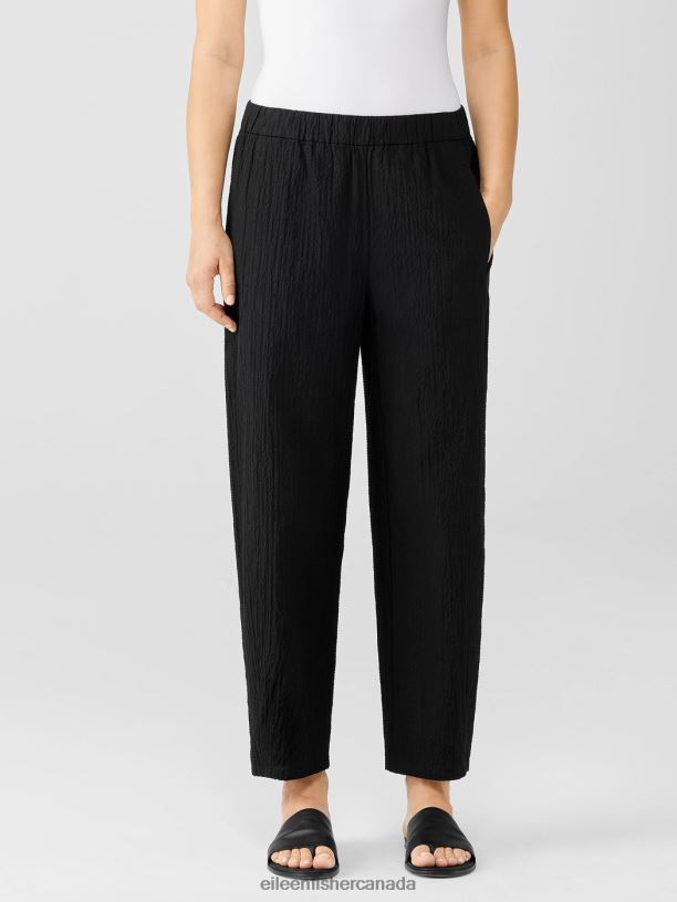 EILEEN FISHER Organic Cotton Pucker Lantern Pant Easy Fit Ankle Length Women BLACK Clothing 024FN755