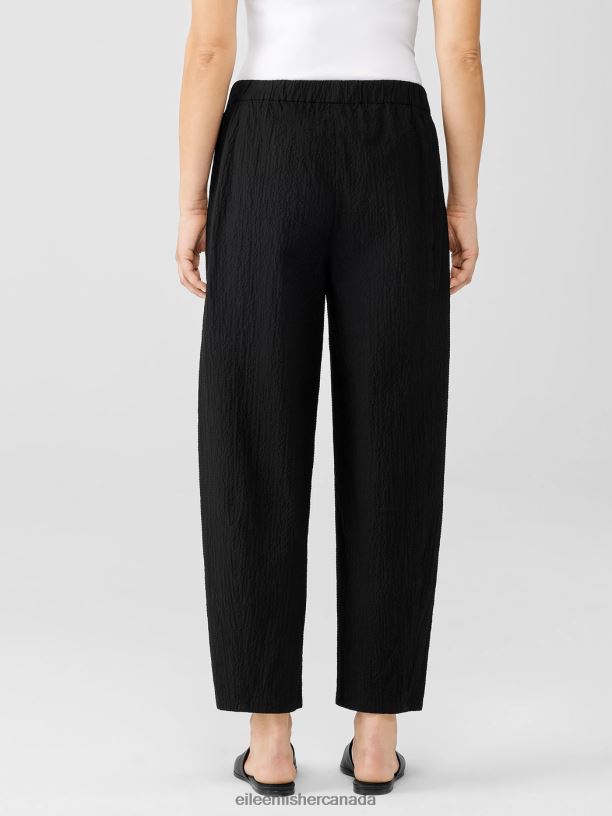 EILEEN FISHER Organic Cotton Pucker Lantern Pant Easy Fit Ankle Length Women BLACK Clothing 024FN755