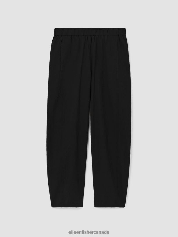 EILEEN FISHER Organic Cotton Pucker Lantern Pant Easy Fit Ankle Length Women BLACK Clothing 024FN755