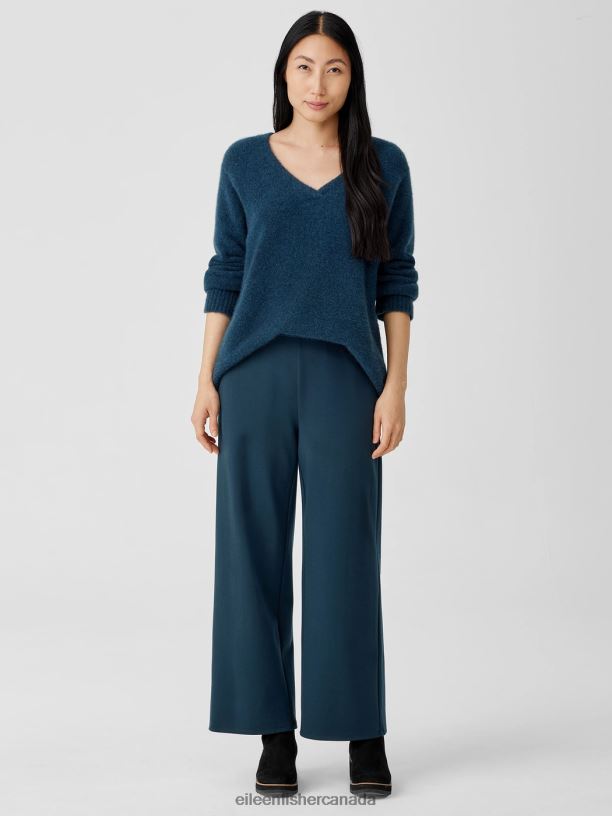 EILEEN FISHER Washable Flex Ponte Wide-Leg Pant Easy Fit Ankle Length Women DEEP ADRIATIC Clothing 024FN664