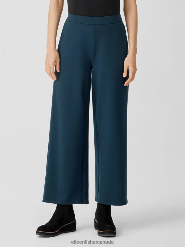 EILEEN FISHER Washable Flex Ponte Wide-Leg Pant Easy Fit Ankle Length Women DEEP ADRIATIC Clothing 024FN664