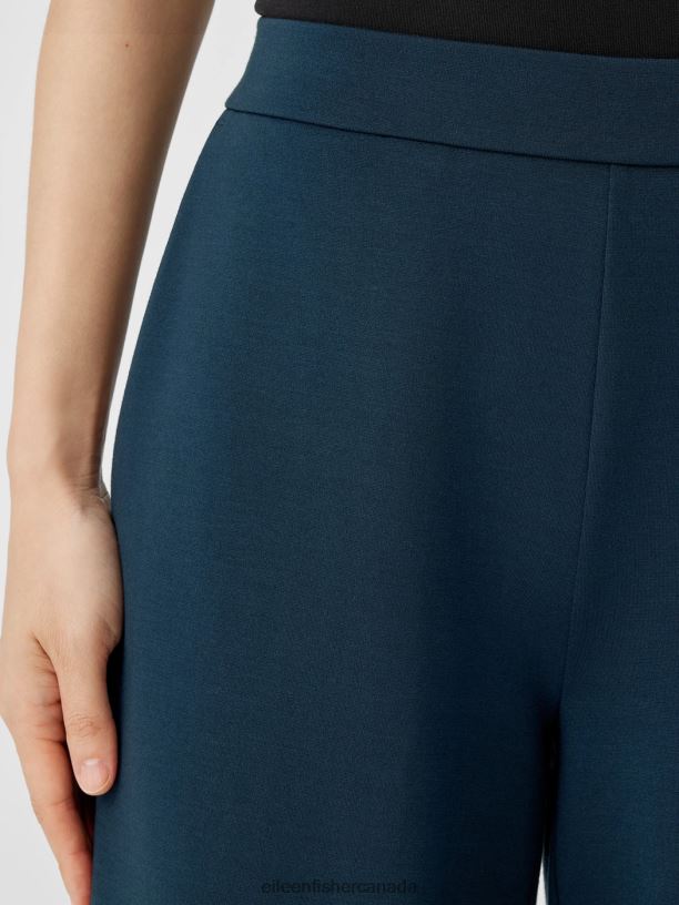 EILEEN FISHER Washable Flex Ponte Wide-Leg Pant Easy Fit Ankle Length Women DEEP ADRIATIC Clothing 024FN664