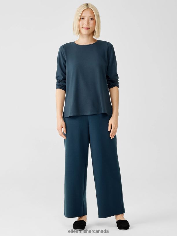 EILEEN FISHER Washable Flex Ponte Wide-Leg Pant Easy Fit Ankle Length Women DEEP ADRIATIC Clothing 024FN664