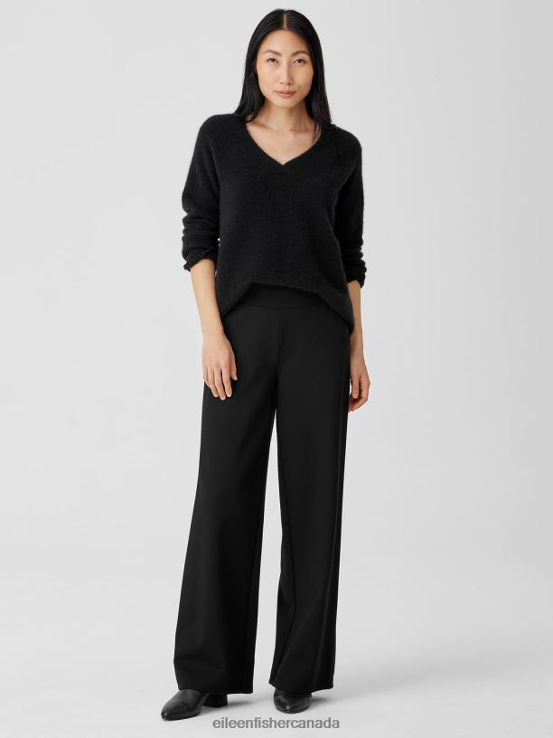 EILEEN FISHER Washable Flex Ponte Wide-Leg Pant Easy Fit Full Length Women BLACK Clothing 024FN666