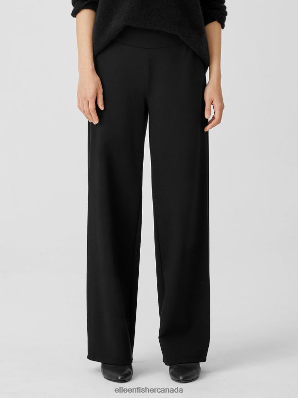 EILEEN FISHER Washable Flex Ponte Wide-Leg Pant Easy Fit Full Length Women BLACK Clothing 024FN666