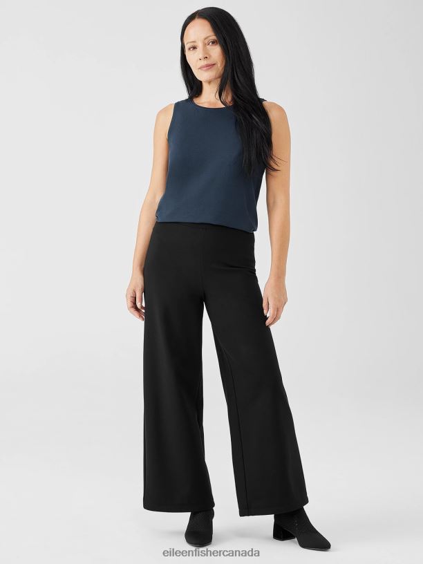 EILEEN FISHER Washable Flex Ponte Wide-Leg Pant Easy Fit Full Length Women BLACK Clothing 024FN666