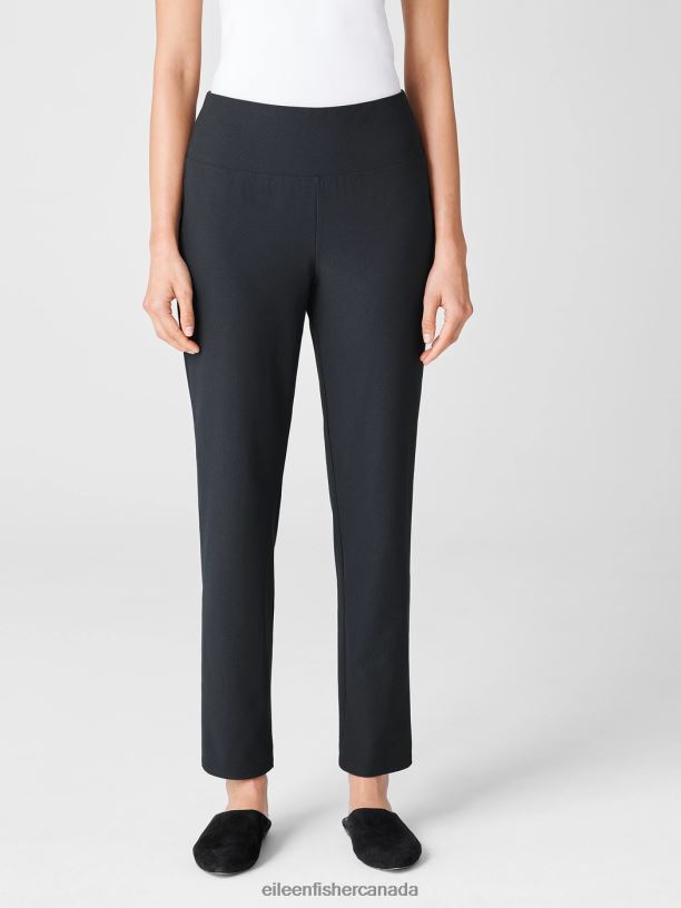 EILEEN FISHER Washable Stretch Crepe High-Waisted Pant Slim Fit Ankle Length Women BLACK Clothing 024FN589