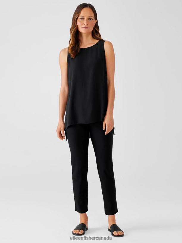 EILEEN FISHER Washable Stretch Crepe High-Waisted Pant Slim Fit Ankle Length Women BLACK Clothing 024FN590