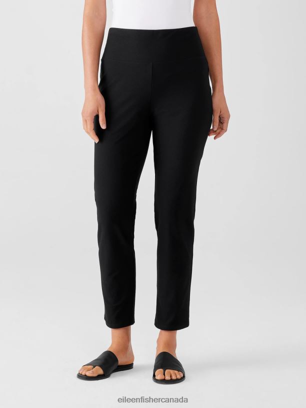 EILEEN FISHER Washable Stretch Crepe High-Waisted Pant Slim Fit Ankle Length Women BLACK Clothing 024FN590