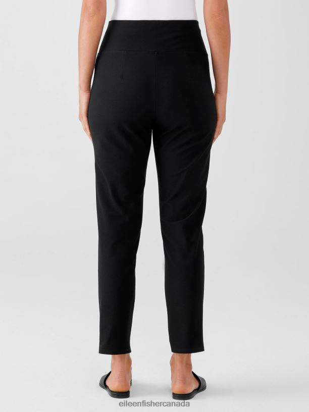 EILEEN FISHER Washable Stretch Crepe High-Waisted Pant Slim Fit Ankle Length Women BLACK Clothing 024FN590