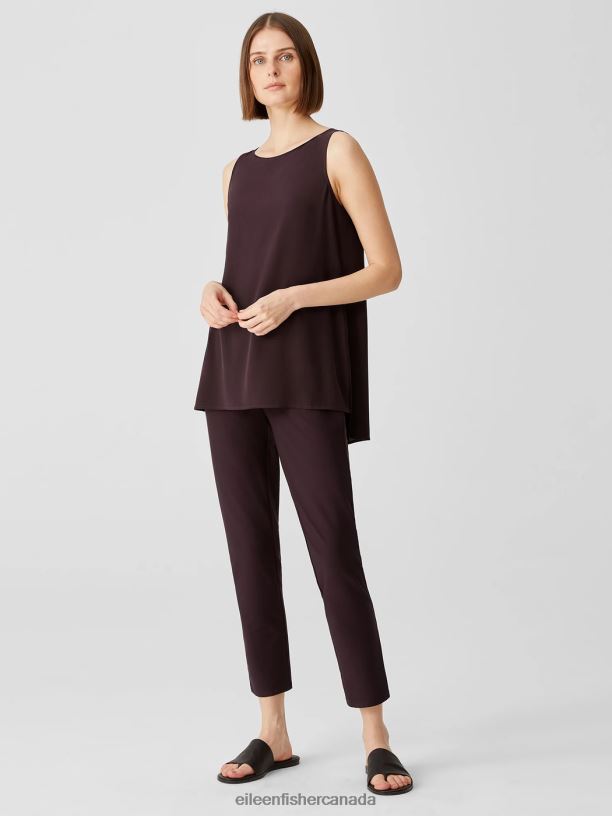 EILEEN FISHER Washable Stretch Crepe High Waisted Pant Slim Fit Ankle Length Women CASSIS Clothing 024FN739