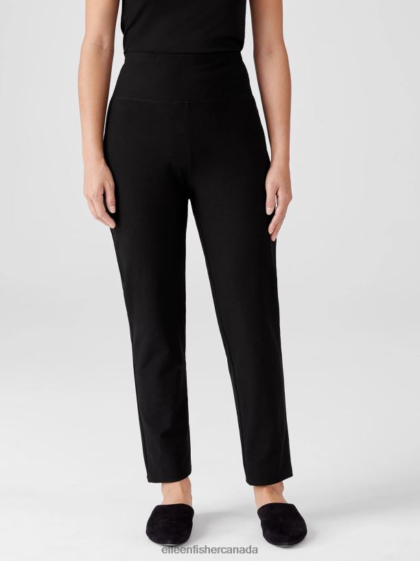 EILEEN FISHER Washable Stretch Crepe High Waisted Pant Slim Fit Women BLACK Clothing 024FN723