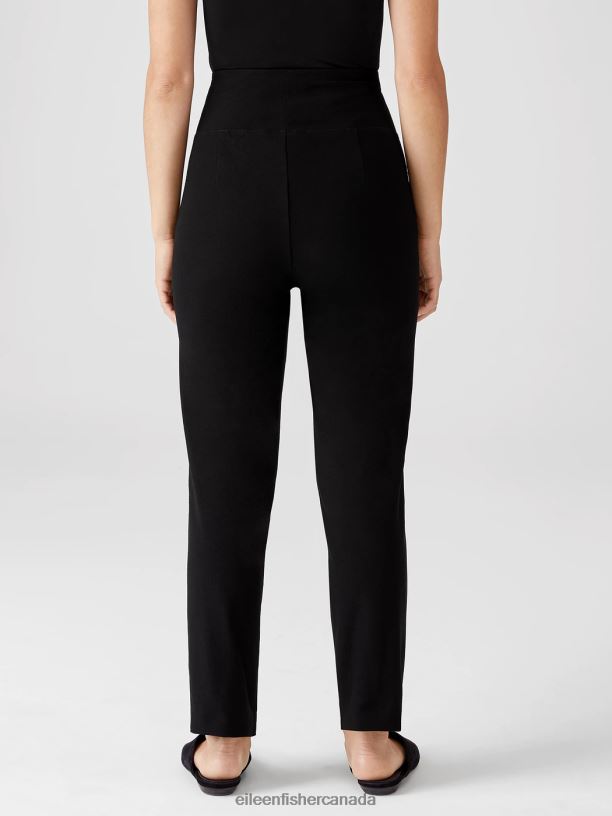 EILEEN FISHER Washable Stretch Crepe High Waisted Pant Slim Fit Women BLACK Clothing 024FN723