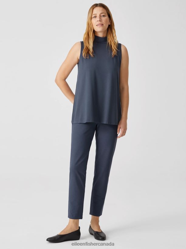 EILEEN FISHER Washable Stretch Crepe High Waisted Pant Slim Fit Women OCEAN Clothing 024FN724