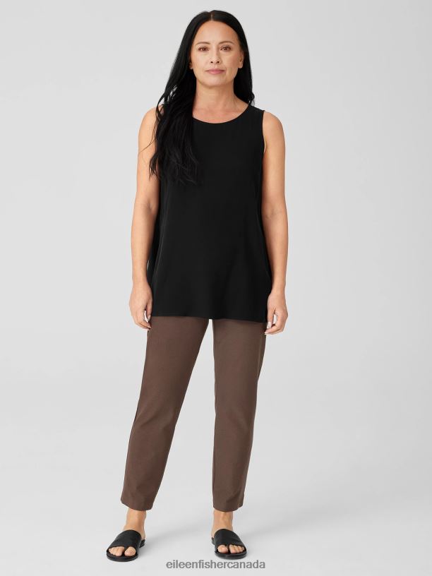 EILEEN FISHER Washable Stretch Crepe Pant Slim Fit Ankle Length Women BLACK Clothing 024FN580