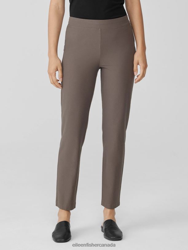 EILEEN FISHER Washable Stretch Crepe Pant Slim Fit Ankle Length Women COBBLESTONE Clothing 024FN586