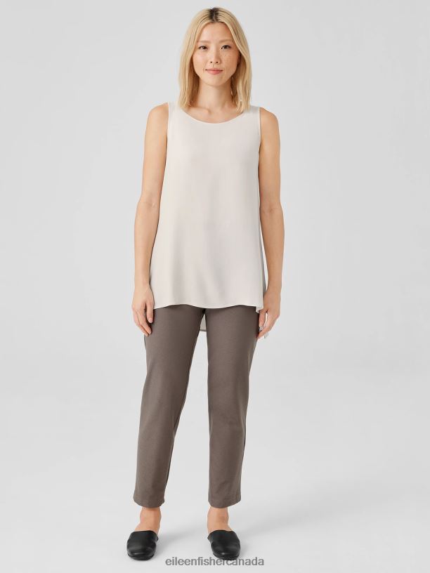 EILEEN FISHER Washable Stretch Crepe Pant Slim Fit Ankle Length Women COBBLESTONE Clothing 024FN586